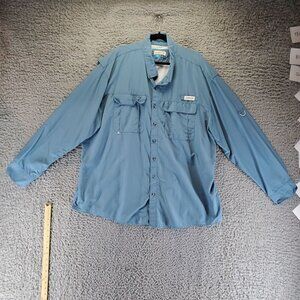 Magellan Outdoors Shirt Mens 3XL Blue Fish Gear Long Sleeve Relaxed Fit Vented